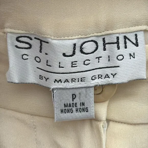 St. John's Vintage High-Waisted Silk Cream Trousers - Petite - Picture 3 of 6